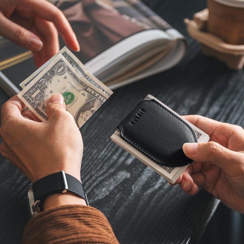 VULKIT Luxury Money Clip Genuine Leather Magnetic Closure Streamline Design Money Clip Wallet, Holds Up to 20 Bills - Image 5